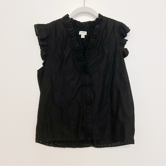 J. Crew Factory Eyelet Button Front Blouse - Picture 2 of 6